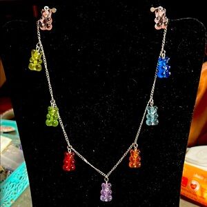 Colorful Gummy Bear Necklace and‎ Earring Set